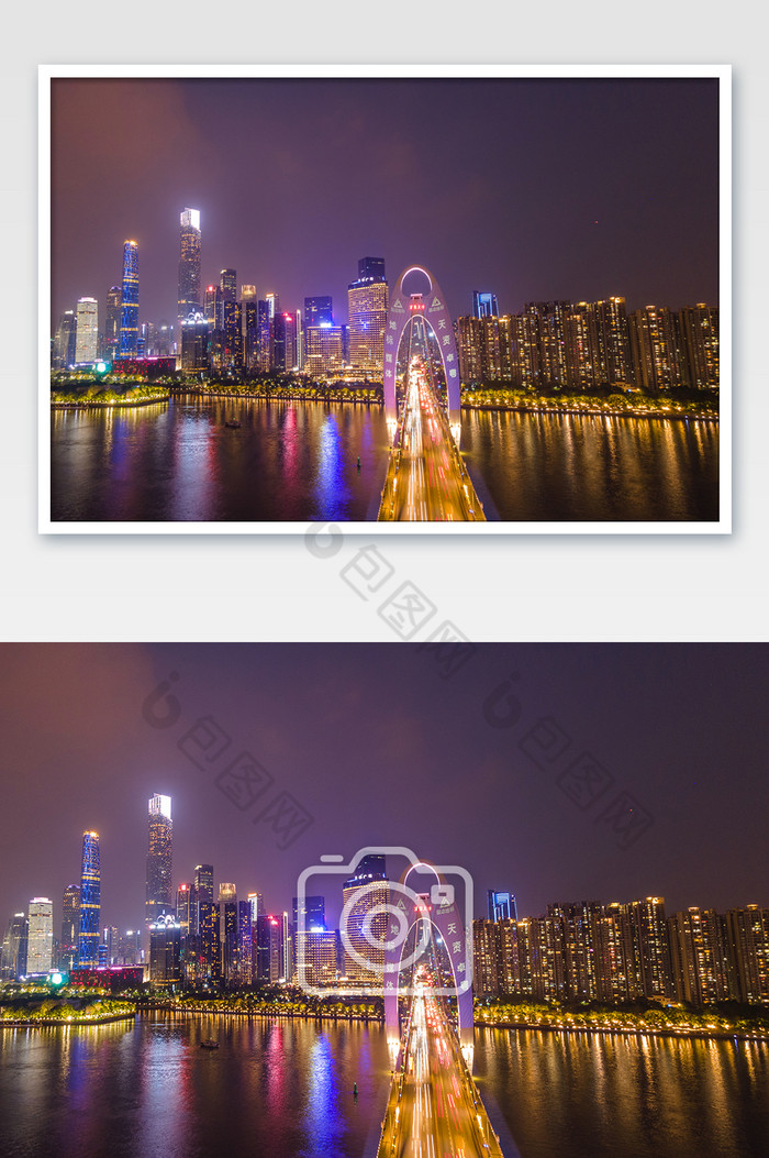 广州地标猎德大桥的夜景建筑摄影图片图片
