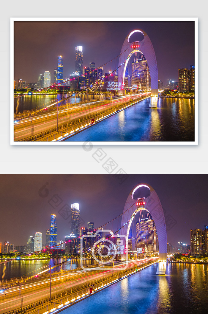广州地标猎德大桥夜景建筑摄影图片图片