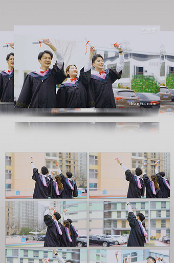 4k大学生毕业挥手欢呼实拍图片