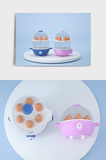 简约网红家用蒸蛋器产品模型图片