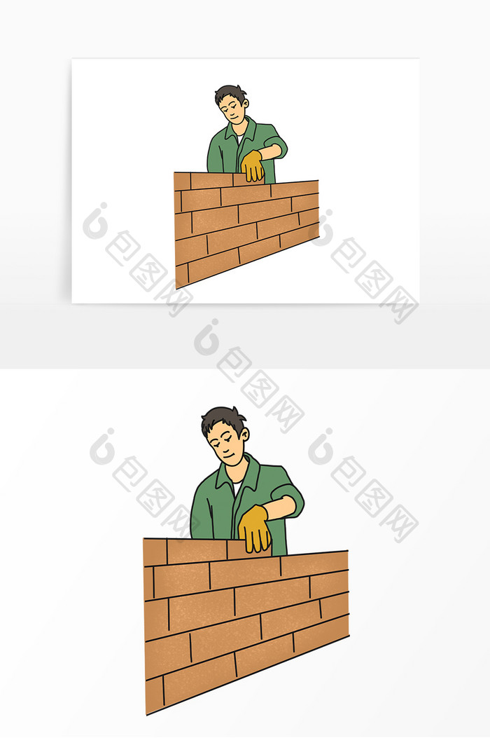建筑工人盖房子砌墙
