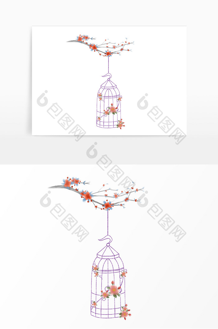 鸟类花朵铁笼花朵