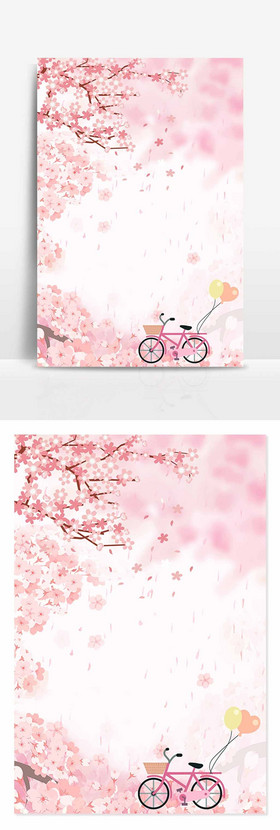 樱花浪漫自行车图片
