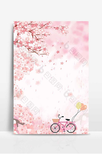 樱花浪漫自行车背景图片