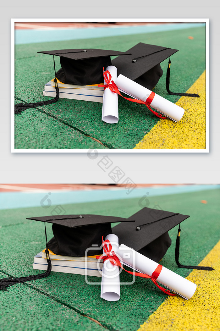 黑色毕业帽白色毕业证大学毕业