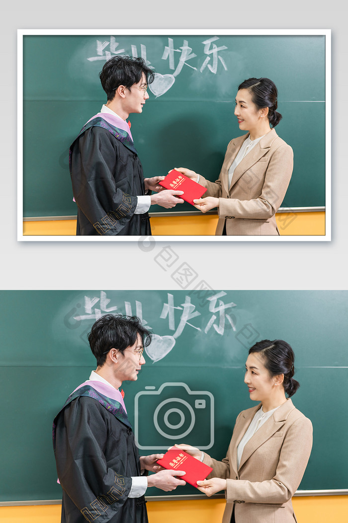 校园生活老师给男学生颁发证书