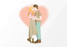 卡通极简表白情侣亲吻520情人节元素