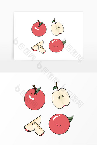 手绘切开水果苹果图片