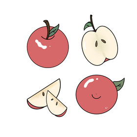 手绘切开水果苹果