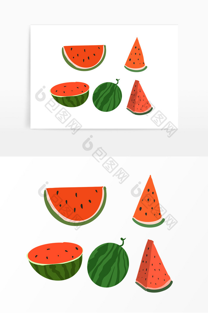 卡通手绘切开水果西瓜