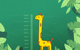 手绘卡通英语字母长颈鹿插画儿童背景墙