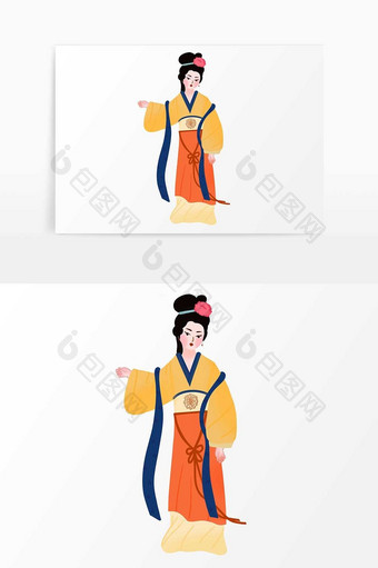 中国风卡通历代名画四大美人貂蝉元素图片