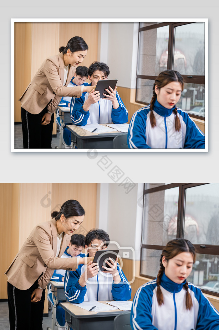 校园生活教师平板辅导男学生图片图片