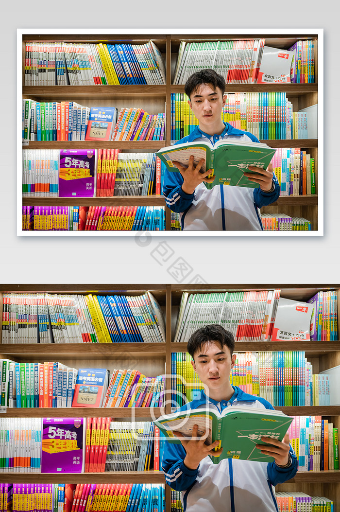 校园生活男学生图书馆阅读图片图片