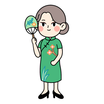 旗袍女孩表情包扇子