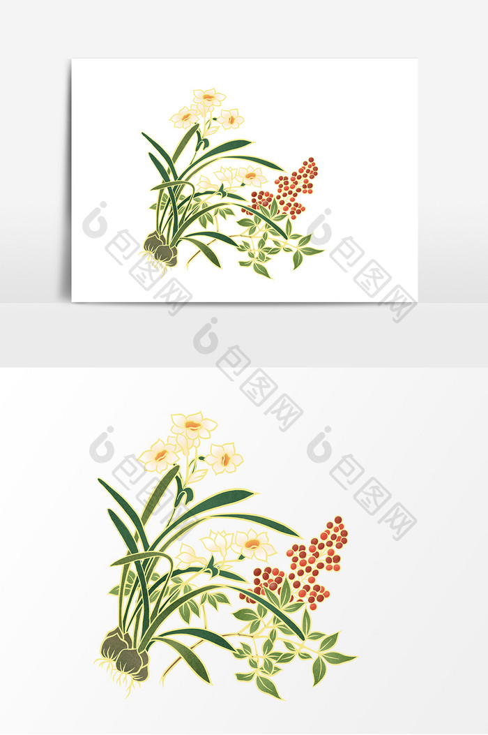 手绘中国花卉图册元素设计