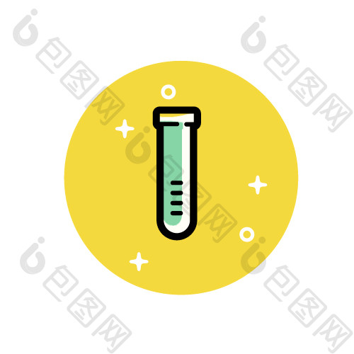 黄色试管偏平化图标UI商务icon图标