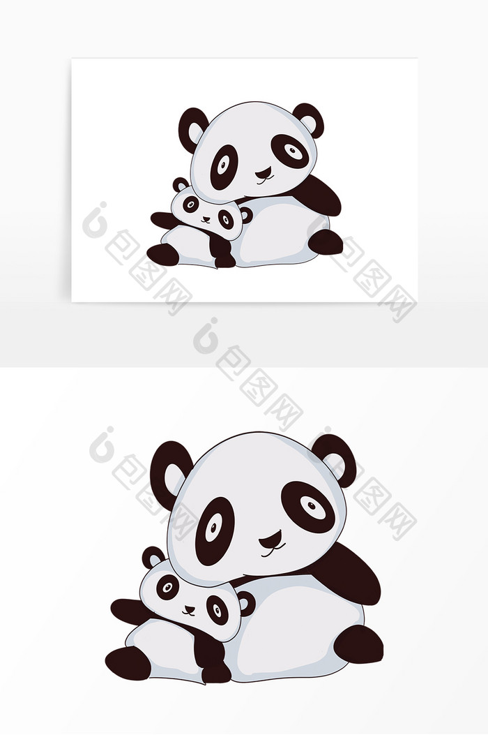 卡通可爱亲子动物熊猫