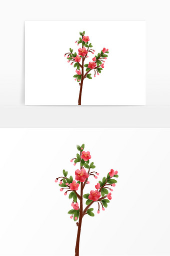 春天春色红色海棠树