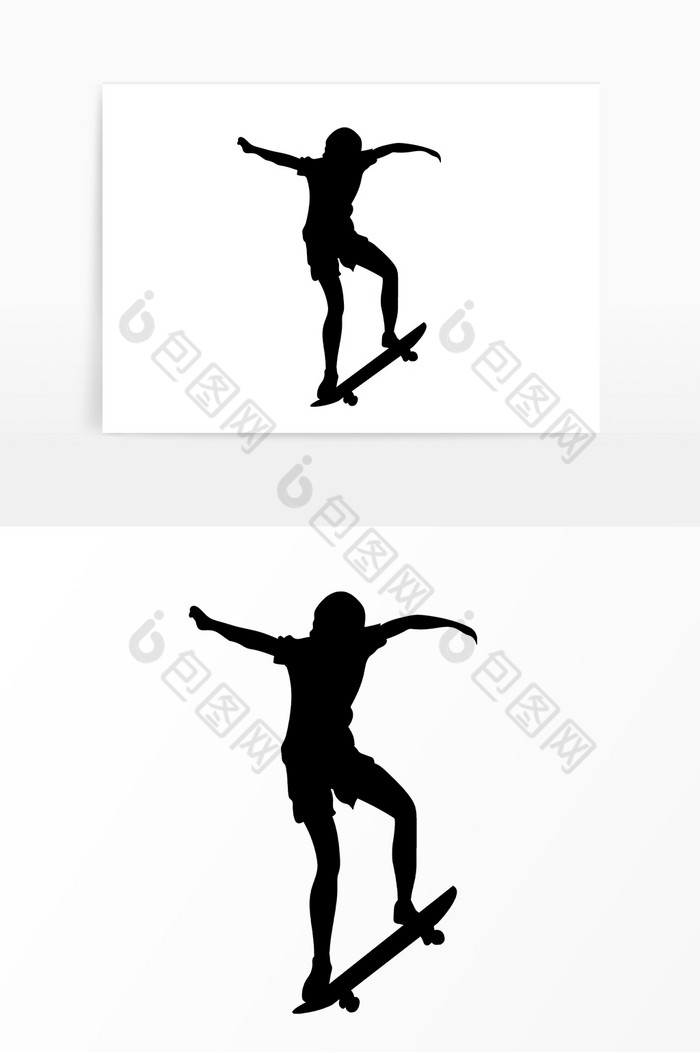 男孩滑滑板剪影图片图片
