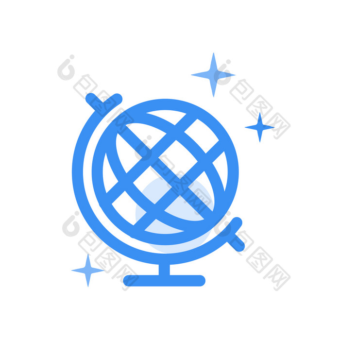 蓝色简约教育地球仪icon图标动图GIF