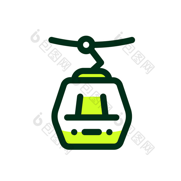 绿色创意旅行缆车矢量icon动图GIF