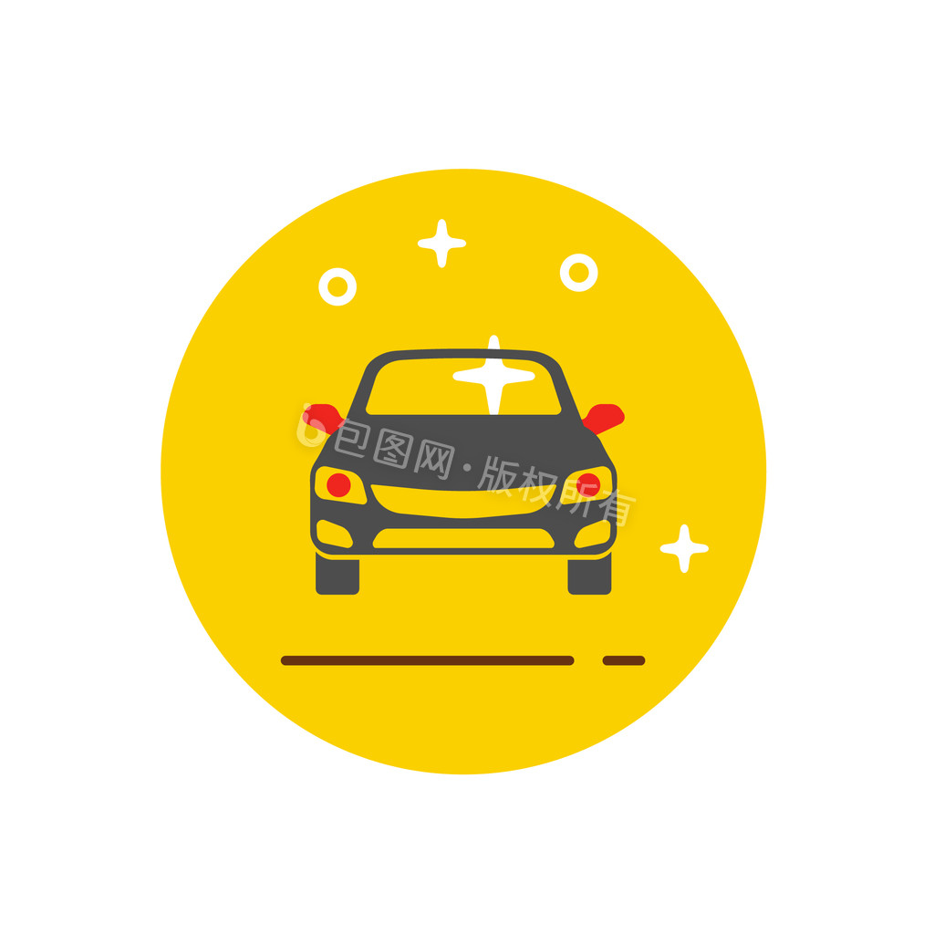 黄色手绘汽车图标icon动图GIF图片