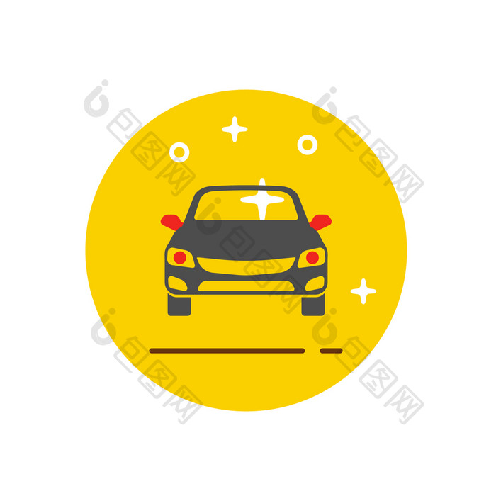 黄色手绘汽车图标icon动图GIF
