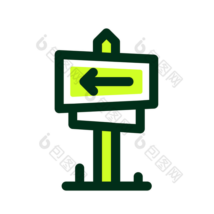绿色创意旅行出行指示牌icon动图GIF