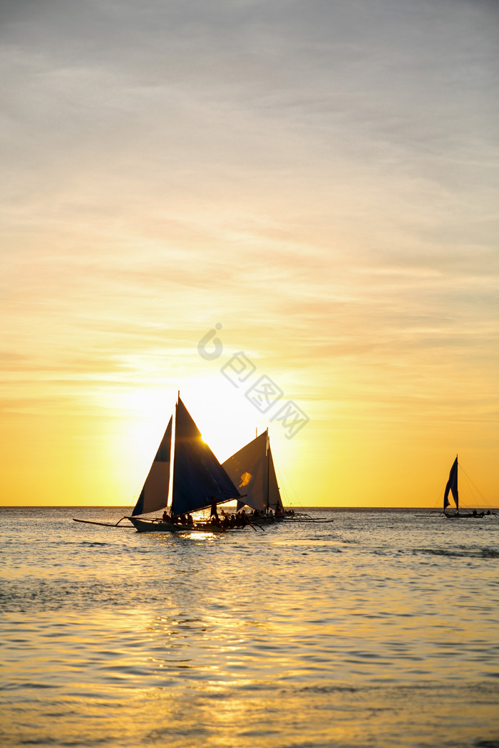 菲律宾长滩帆船日落图片
