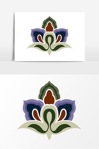 敦煌大气手绘花卉底纹装饰图案小元素