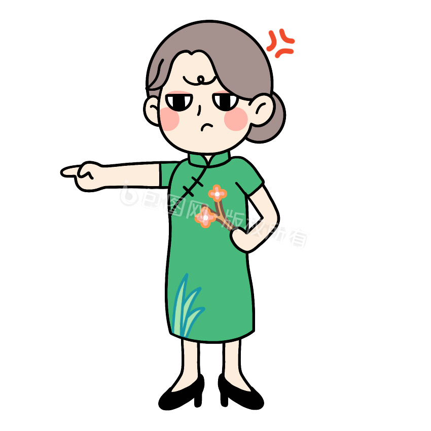旗袍女孩表情包你走开gif动图下载-包图网