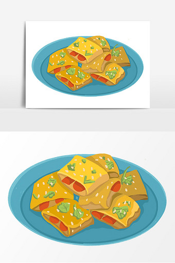 手绘卡通烤冷面美食元素