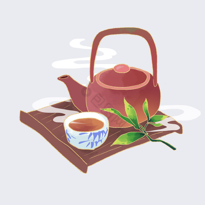 茶道茶壶茶杯茶水图片