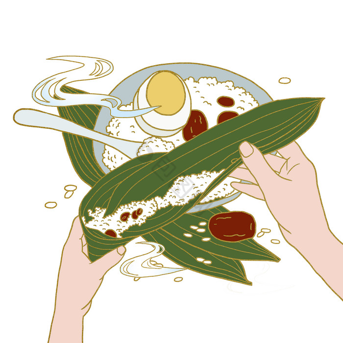 国风端午节包粽子图片