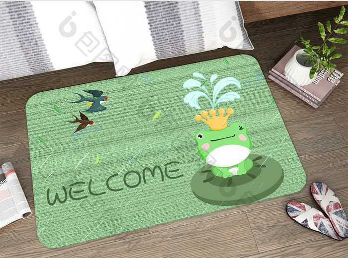 绿色小青蛙卡通地毯