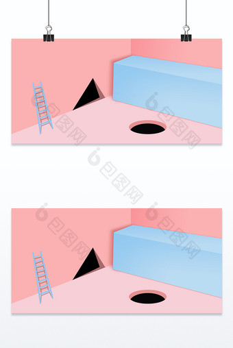 简约小清新马卡龙色系立体风格背景图片