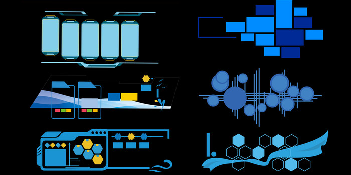 蓝色组合创意文化墙边框图片
