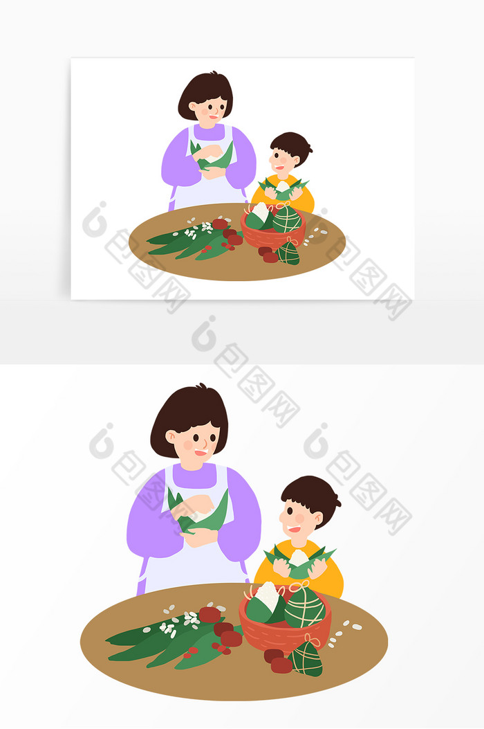 端午节包粽子母子图片图片