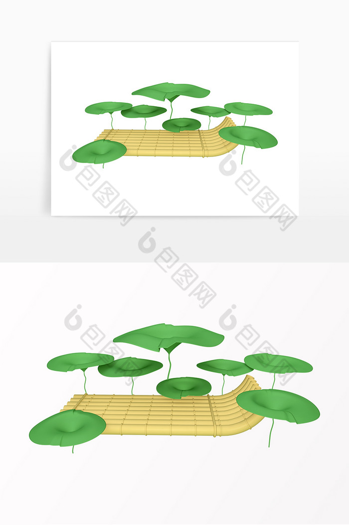 立夏荷塘竹船元素图片图片