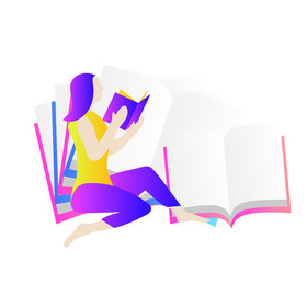 读书日女孩阅读读书