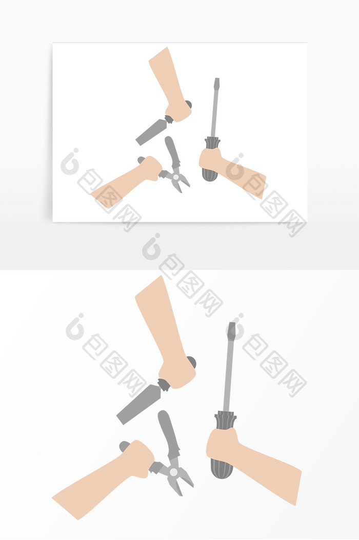 手拿工具螺丝刀老虎钳