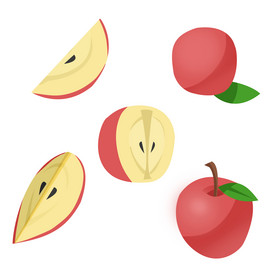 新鲜水果切开红苹果