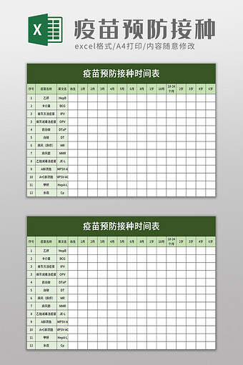 疫苗预防接种时间表图片