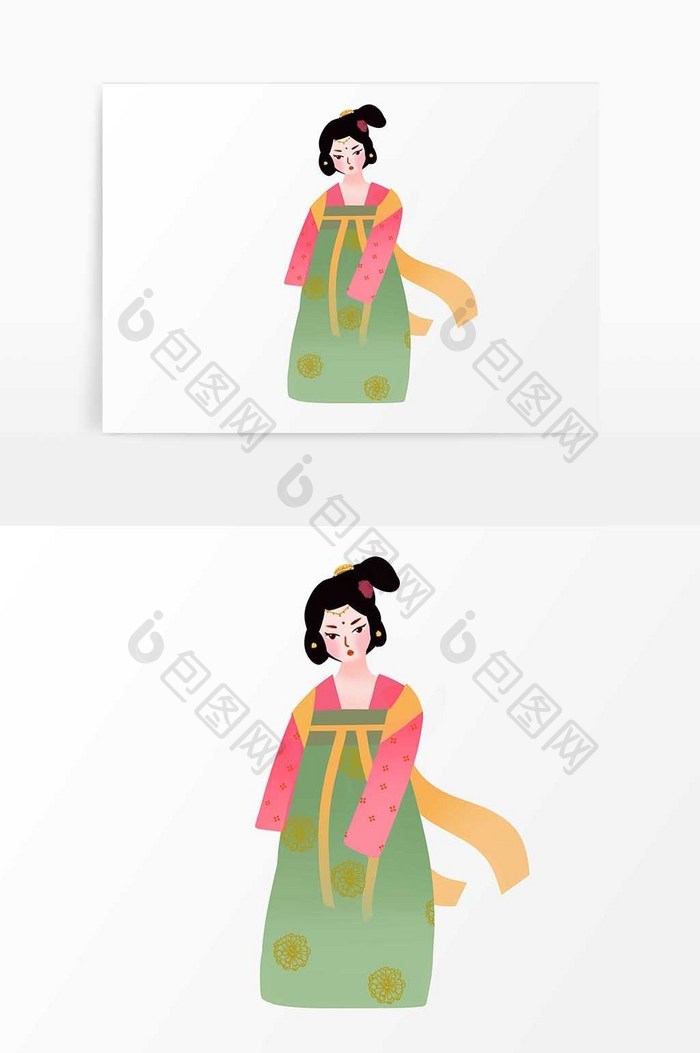 中国风历代名画美女宫女仕女图虢国夫人元素