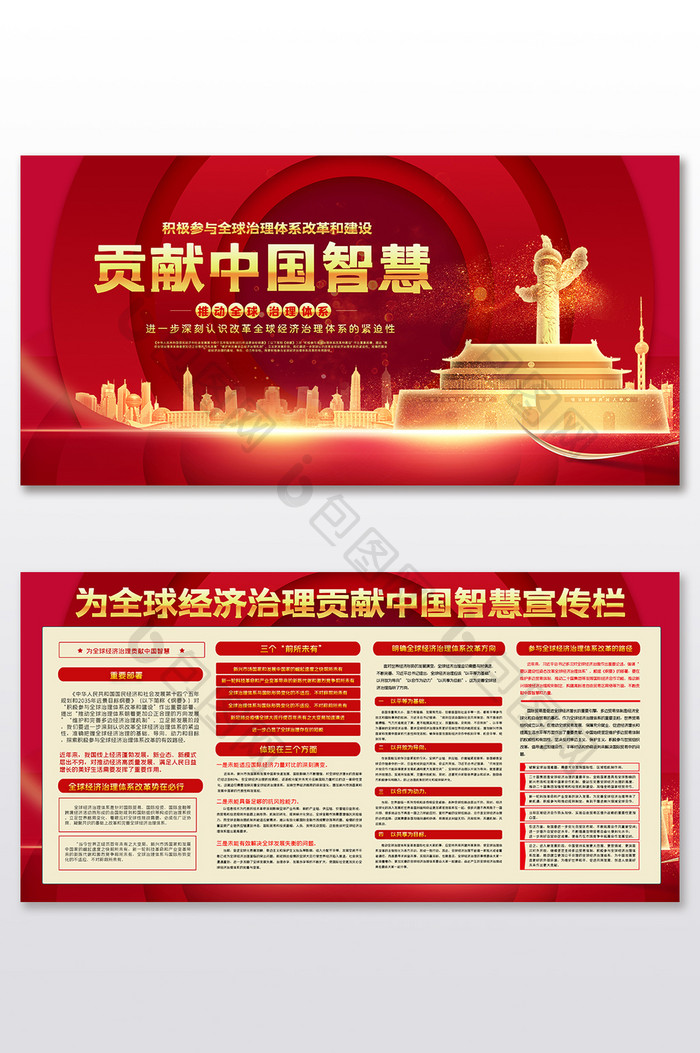 全球经济治理贡献中国智慧展板二件套