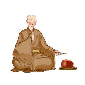 打坐敲木鱼和尚僧侣