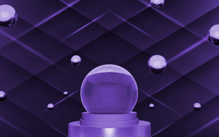 简约时尚蓝紫色渐变炫光水晶球背景墙图片