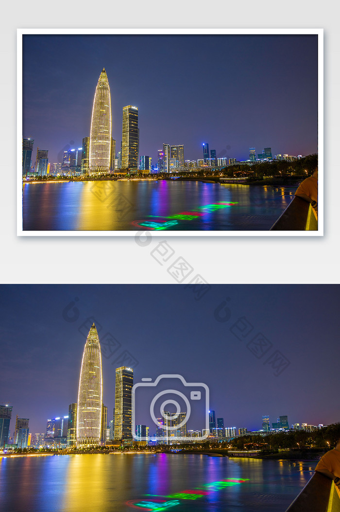 广东深圳深圳湾大气cbd夜景建筑摄影图片