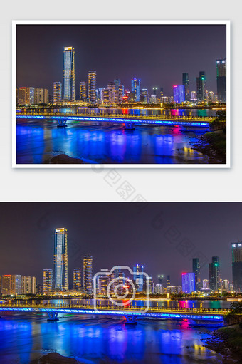 深圳深圳湾大气cbd夜景建筑摄影图片